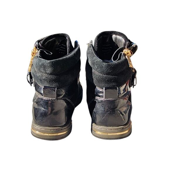 Michael Kors Glam Studded Patent Leather Distressed Hi-Top Sneakers 7 - Picture 7 of 10